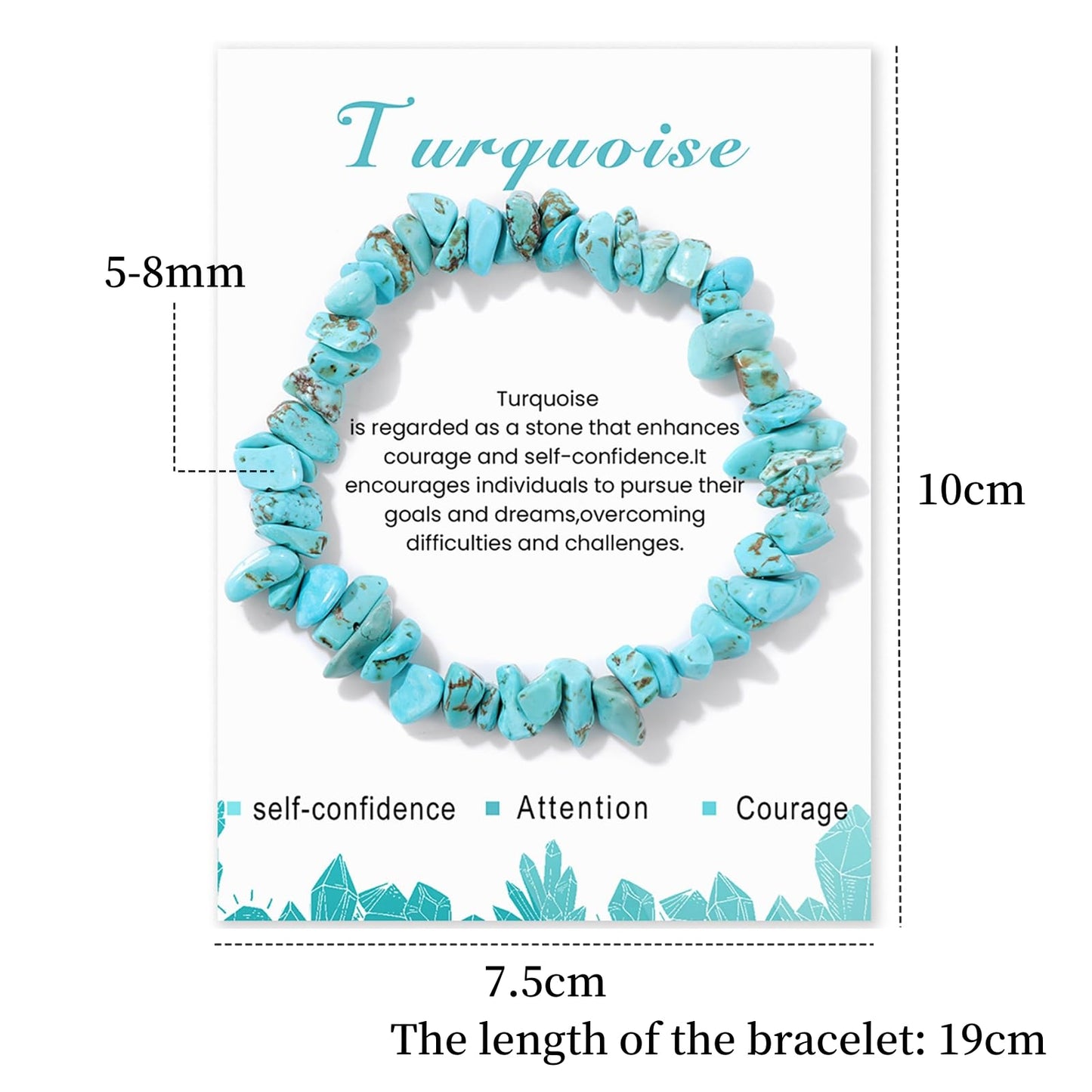 Turquoise Bracelet for Women 8mm Handmade Raw Turquoise Bracelet Natural Stone Bracelet Gemstone Bracelets Stretch Healing Crystal Bracelets Turquoise Jewelry for Women Girls