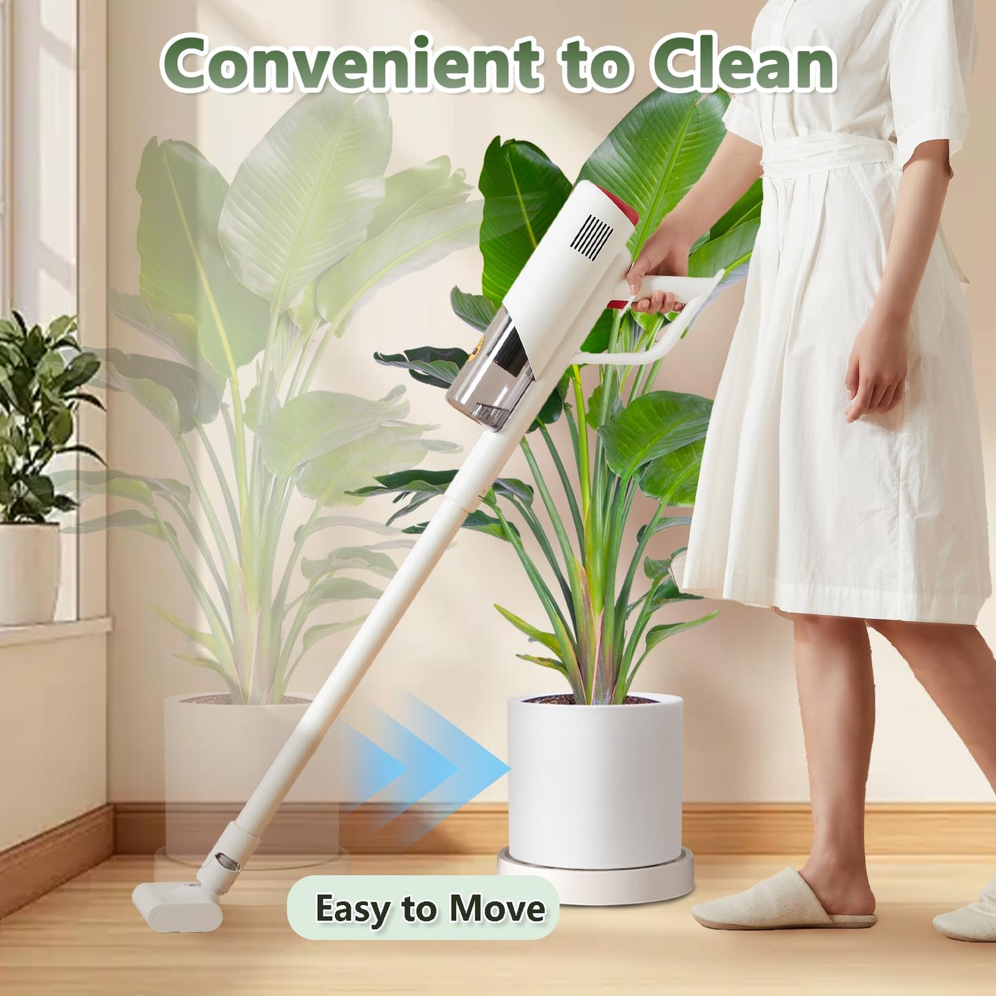 MCleanPin 2 Pack Plant Caddy with Hidden Wheels, 13" Heavy Duty Rolling Plant Stand with Removable Drainage Tray and Silent Casters Round Flower Pot Mover Planter Dolly for Indoor Outdoor White