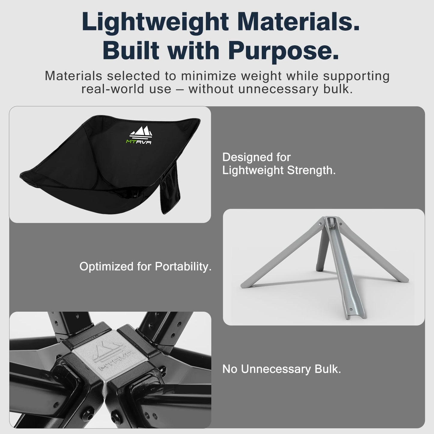 MTRVR Lightweight Folding Camping Chair — Compact One-Piece Design, Quick Setup, Stable Aluminum Frame, Portable Chair for Travel, Hiking & Short Outdoor Breaks