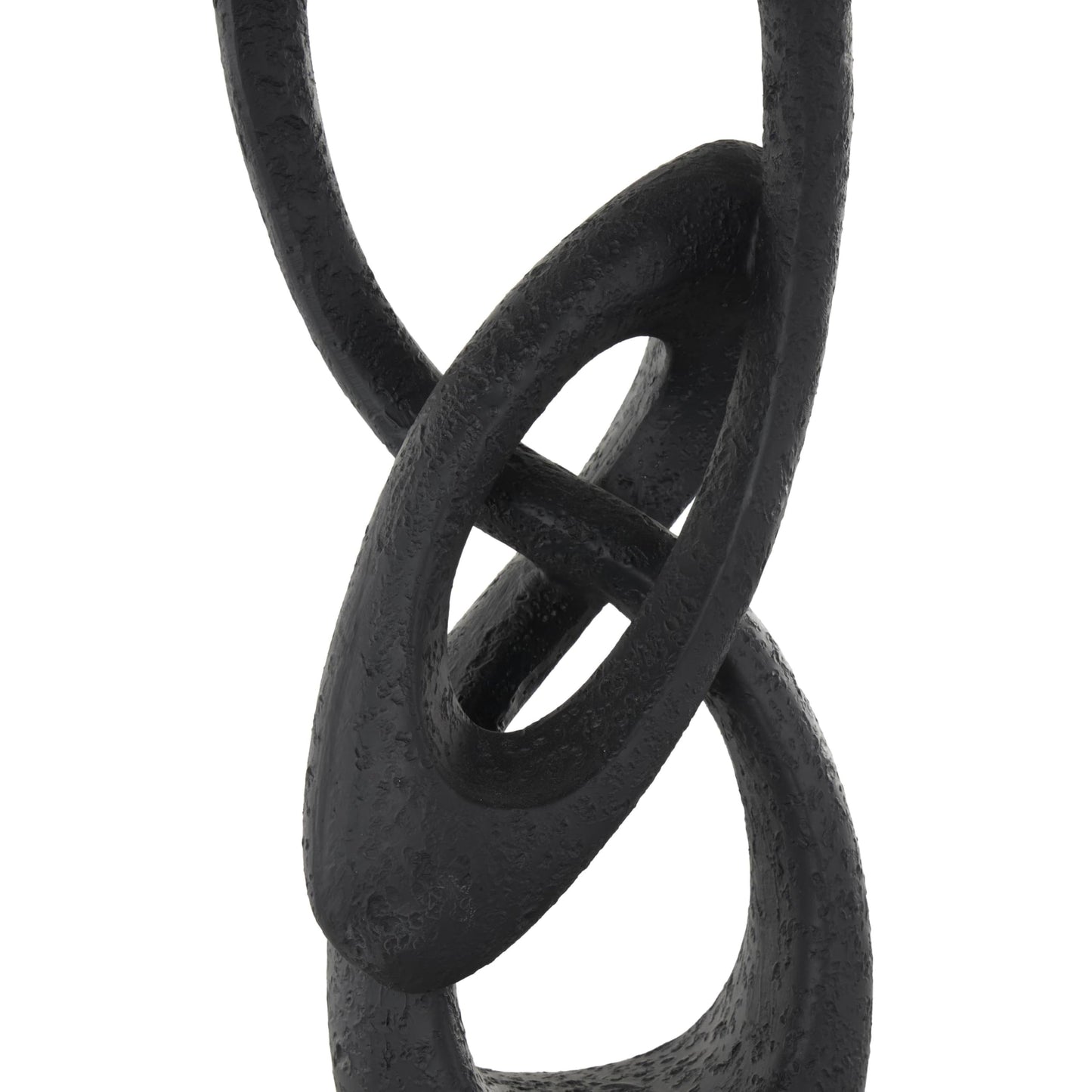 Deco 79 Polystone Abstract Decorative Sculpture Intertwined Loop Home Decor Statue with Block Base, Accent Figurine 6" x 4" x 20", Black