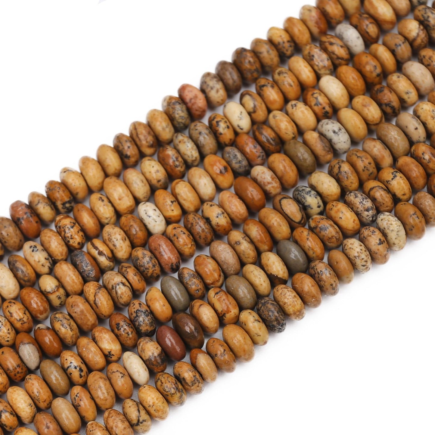 BONNY BOXX 1 Strand (150PCs) Natural 2 * 4mm Picture Jasper Rondelle Beads, Natural Abacus Disk Stone Beads Loose Spacer Gemstone for DIY Bracelet Necklace Jewelry Making
