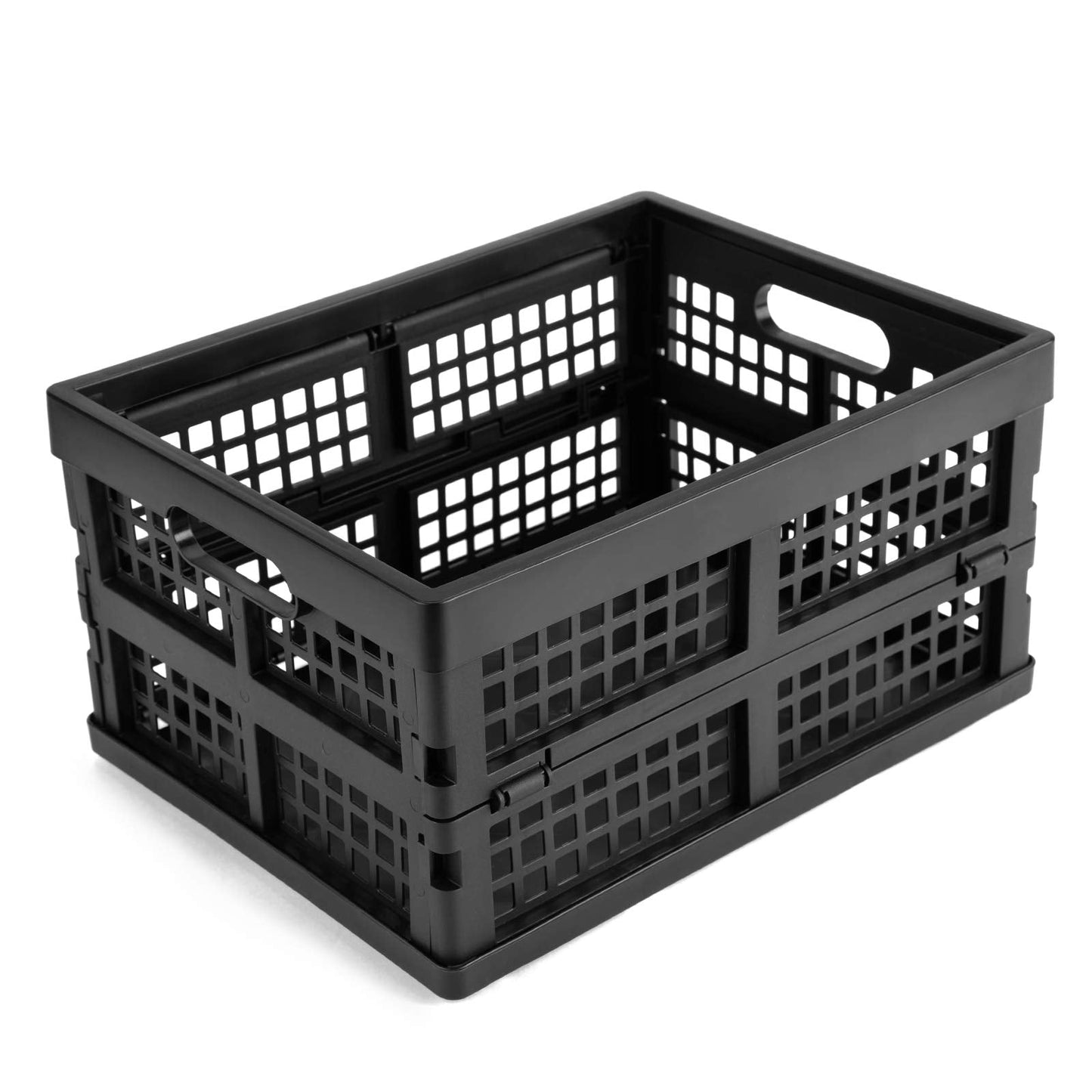 Eslite 16L Plastic Collapsible Storage Crates,Folding Crates Storage,Pack of 4,Black