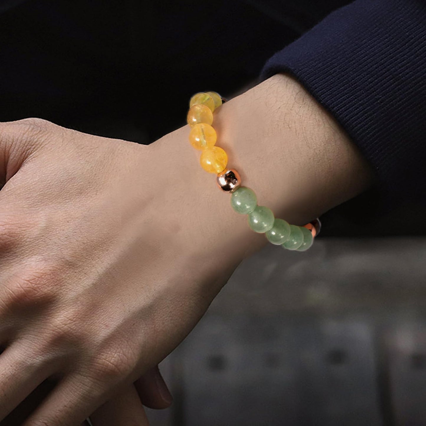 Ayriwoyi Feng Shui Citrine Bracelet Healing Crystal Bracelet For Women Men Green Aventurine Pyrite Tiger Eye Stone Beaded Bracelets Money Attraction