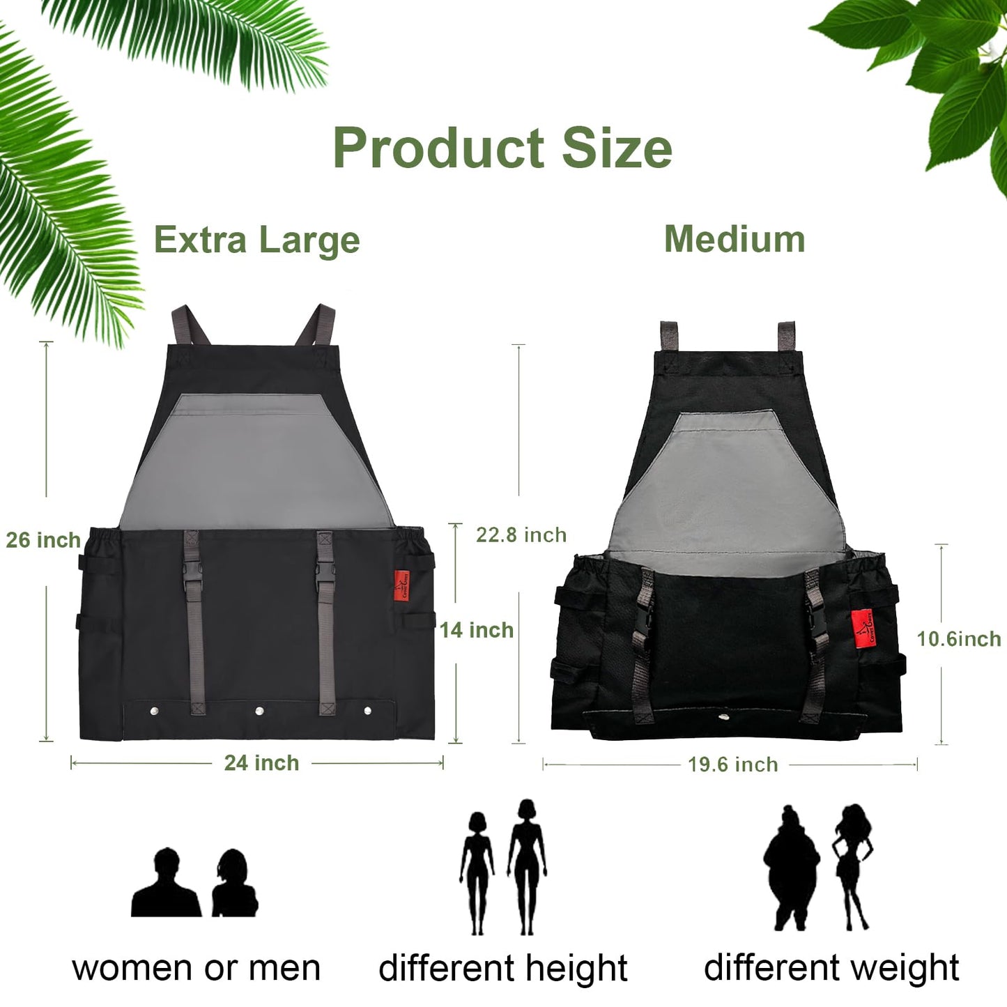 Cover Geny Gardening Apron Waterproof Cross Back Apron, 600D Heavy Duty Apron Harvest with Pockets, Adjustable Straps and Quick Release (BLACK)