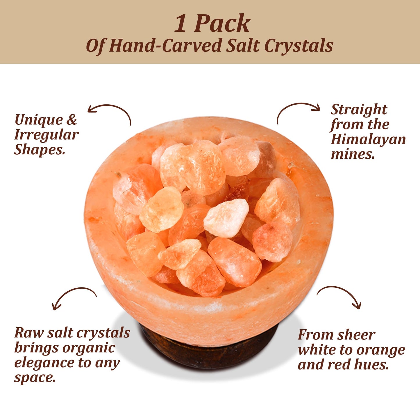 POHS Himalayan Pink Salt Lamp Bowl – Authentic from Pakistan, Natural Crystal Chunks, Dimmable Warm Glow Light, Premium Wooden Base – Relaxation, Bedroom Decor & Gift