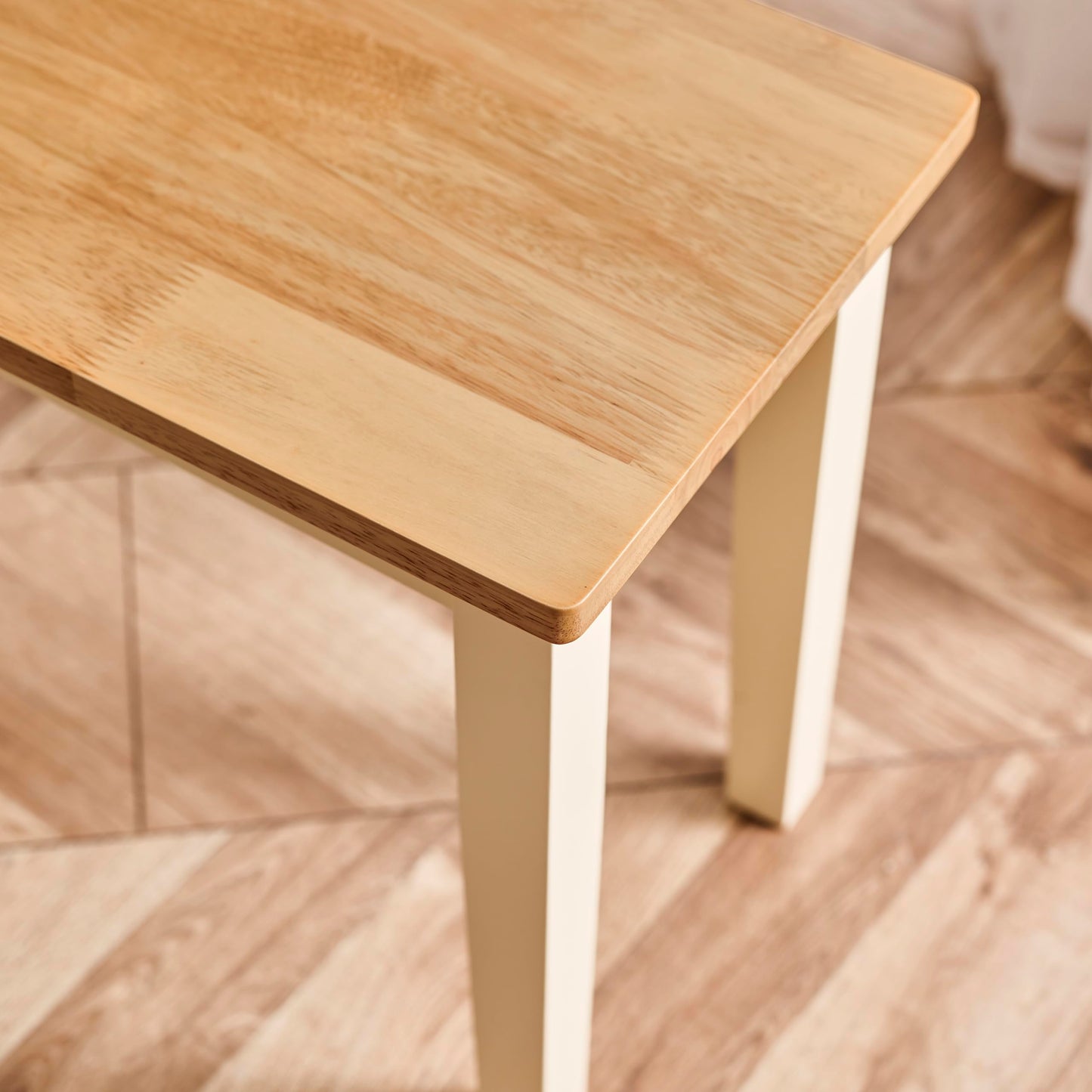 Furniturebox UK Large Wood Dining Bench - Tenby Cream Wood Indoor Bench Stool - Dining Kitchen Bedroom - Pale Oak Stain Seat Cream Legs Take on Traditional Farmhouse Dining Furniture