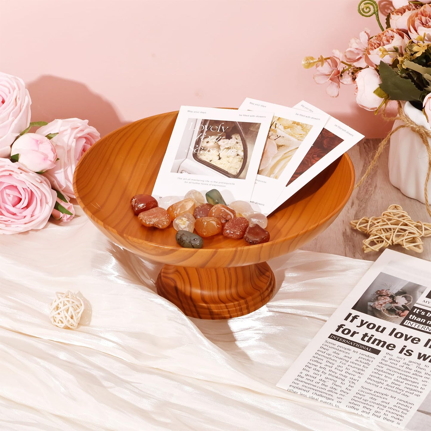 Fruit Bowl for Kitchen Counter Plastic Decorative Footed Fruit Bowls Key Holder Bowl for Entryway Table Home Decor
