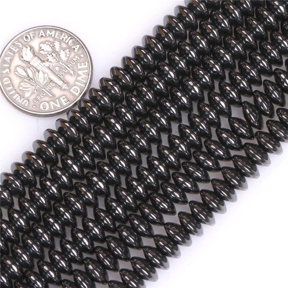 HAAMIIQII 110pcs 10mm Natural Black Hematite Loose Gemstone Beads Rondelle Shape Spacer Stone Beads for Jewelry Making DIY Bracelets Necklaces Crafting