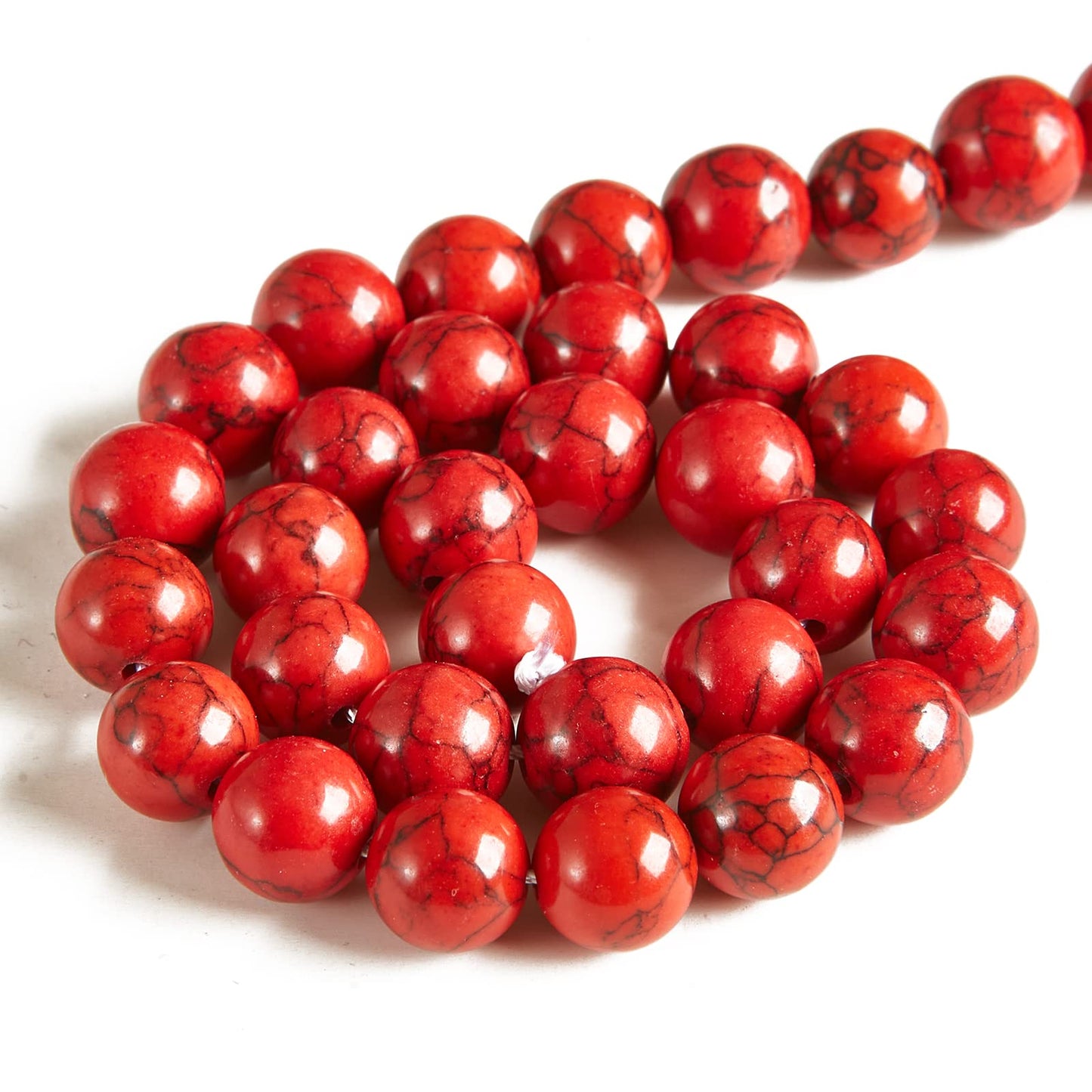 100pcs 6mm Red Turquoise Beads Natural Gemstone Beads Round Loose Beads for Jewelry Making