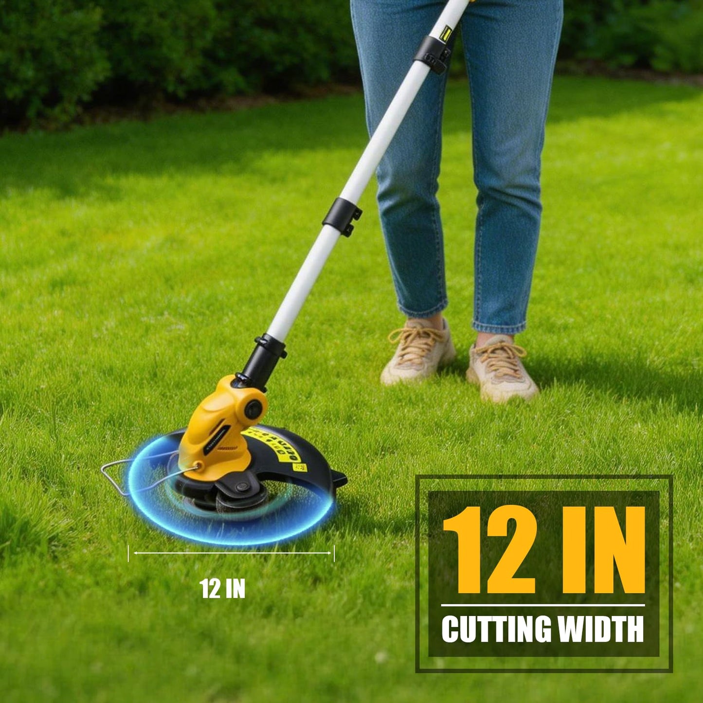 Weed Wacker Weed Eater, 3 in 1 Cordless String Trimmer Compatible with Dewalt 20V Battery (Battery Not Included), 12" Cut, Auto Line Feed, Foldable Edger for Yard Garden