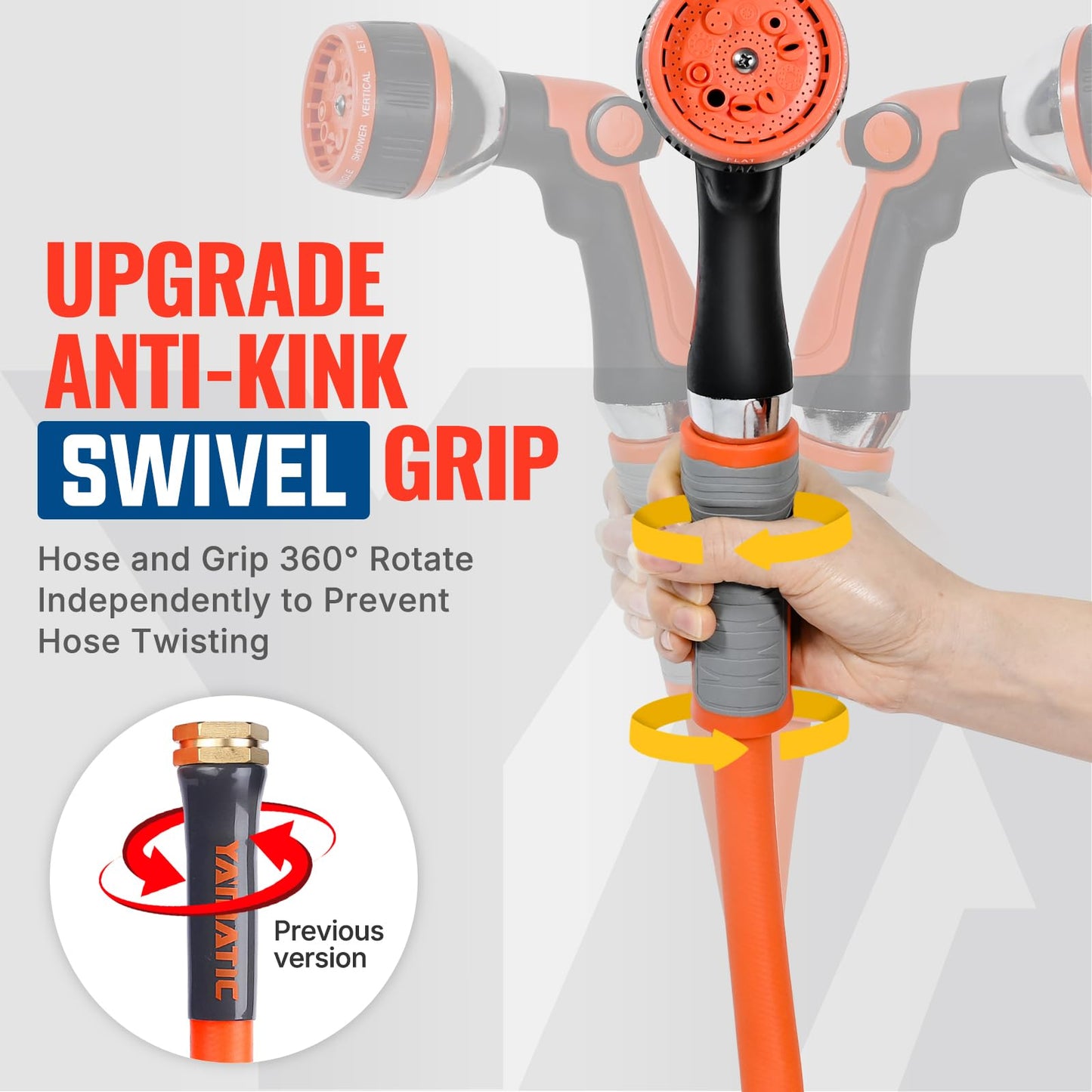 YAMATIC Heavy Duty Garden Hose 5/8 in x 50 ft with Swivel Fitting, Super Flexible Water Hose, All-weather, Lightweight, Burst 600 PSI