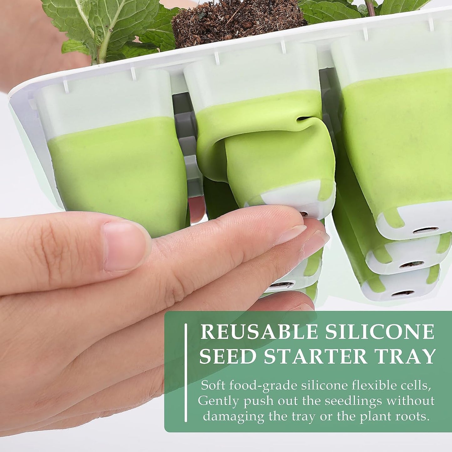 Ryscam 6pcs Reusable Seed Starter Kit, 72 Cells Seed Starter Trays, Silicone Seedling Starter Trays for Starting Plant Seeds with Flexible pop-Out Cells, Indoor Gardening Plant Germination Trays