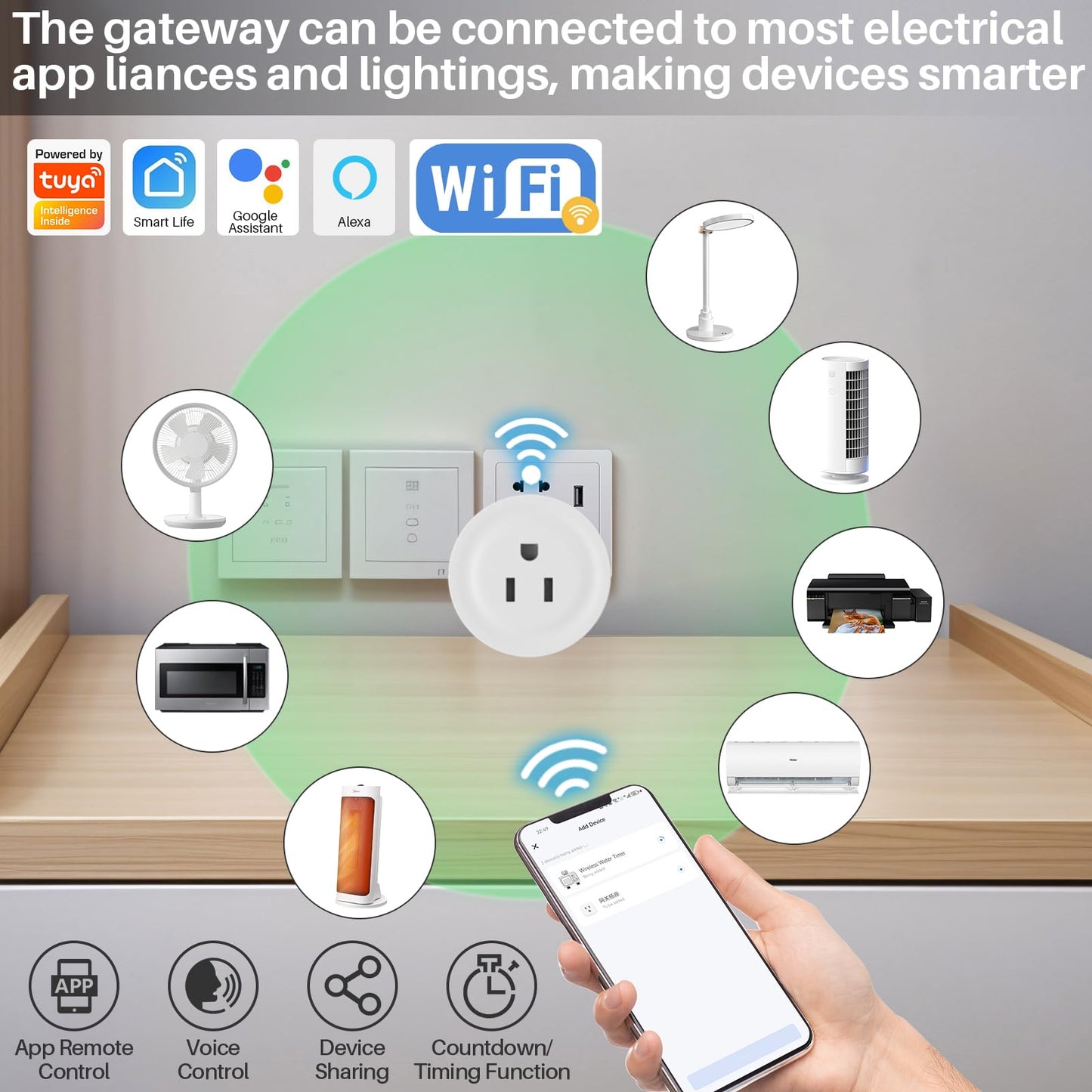 Smart Sprinkler Timer 2 Zone with Gateway, WiFi Water Timer with Rain Delay, Manual& Automatic Watering System for Garden Hose Faucet, App& Voice Control, Outdoor Hose for Yards Lawns