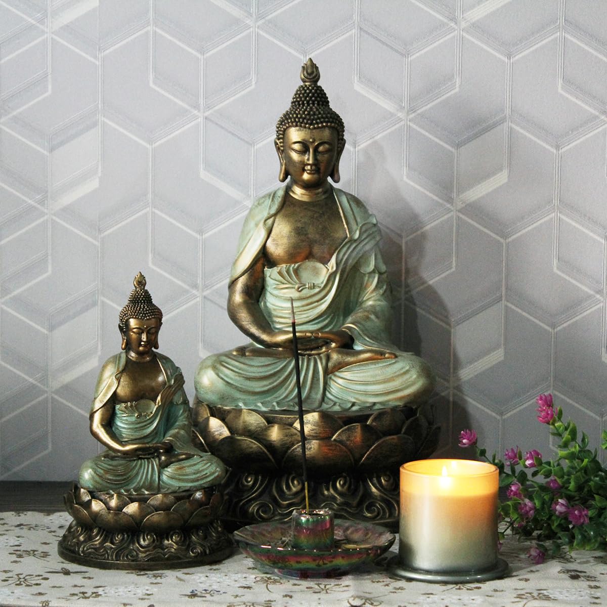 Angel Shine Buddha Statue Buda Gold 8.3" Buddha Statues for Home Decor,Meditation Buddah Statute Decor,Buddah Statute Zen Decoration