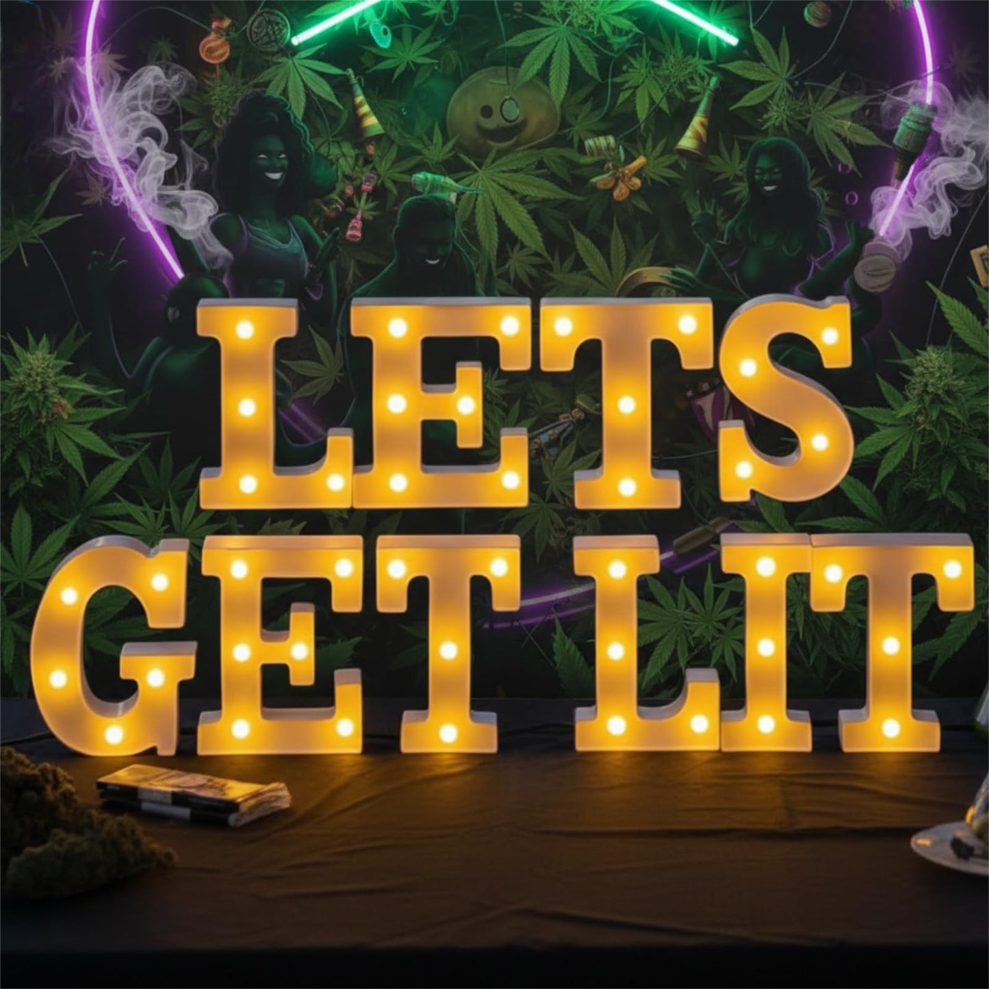 Honoson 10 Pcs Lets Get Lit Decorations for Adults, Birthday Light Decor Lets Get Lit Lights up Sign Indoor Table LED Neon Sign for Home Room Decorations