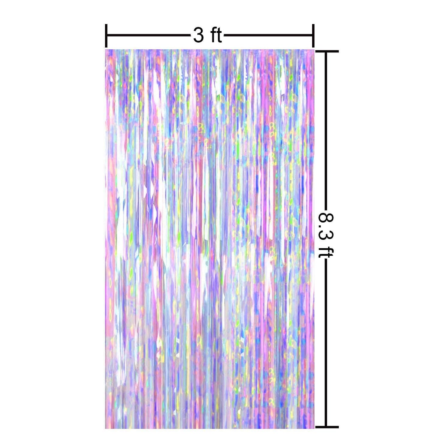 FECEDY 2pcs 3ft x 8.3ft Shiny Corlorful Metallic Tinsel Foil Fringe Curtains Photo Booth Props for Engagement Bridal Shower Bachelorette Baby Shower Bachelorette Holiday Celebration Party Decorations