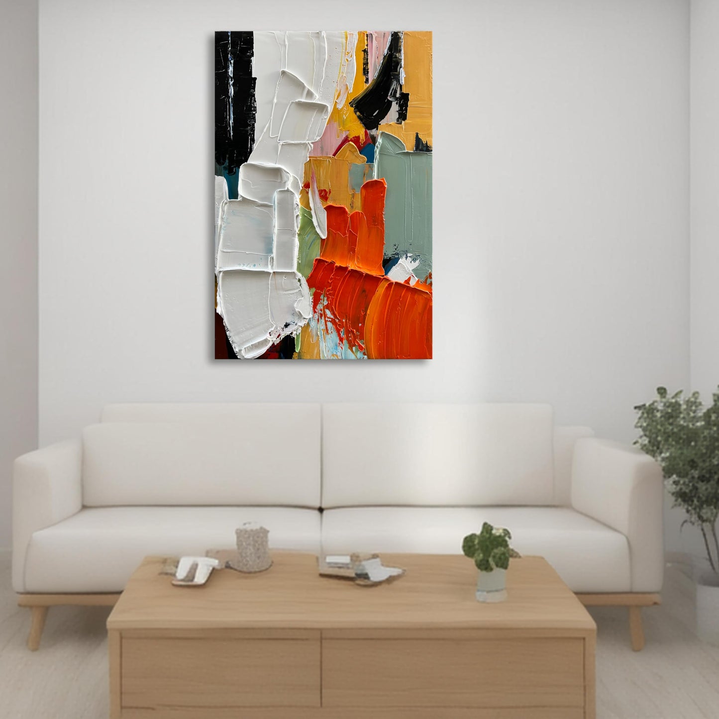 Limiyer Art 100% Hand-Painted Modern Abstract Art White and Black Art Oil Paintings for Family Living Room Hallway Wall Decoration 45x30 inches