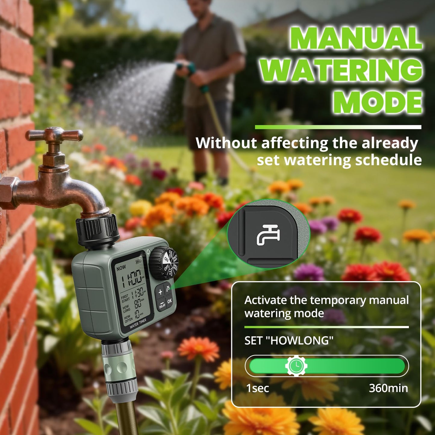 Curety Sprinkler Timer for Garden Hose, Irrigation Water Timer with Rain Delay, Automatic Manual Watering for Lawn Yard Outdoor Drip Irrigation System
