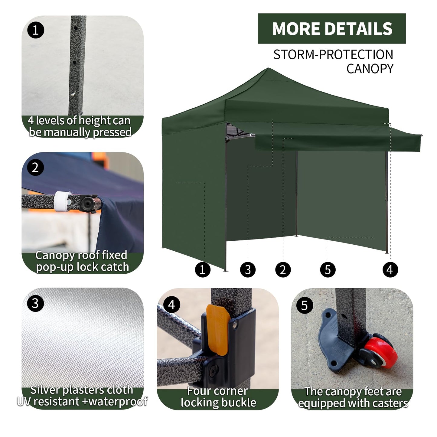 Pop up Canopy Tent with Awning Easy up Canopy with Wheel Bag Heavy Duty Waterproof Canopy Commercial Gazebo Tent for Outdoors Parties Vendors