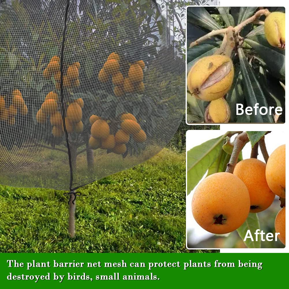 Fruit Tree Netting Covers with Zipper to Protect from Squirrels and Birds Large Netting for Fruit Trees Net Protection, Black, 10' x 10', 1 Pack