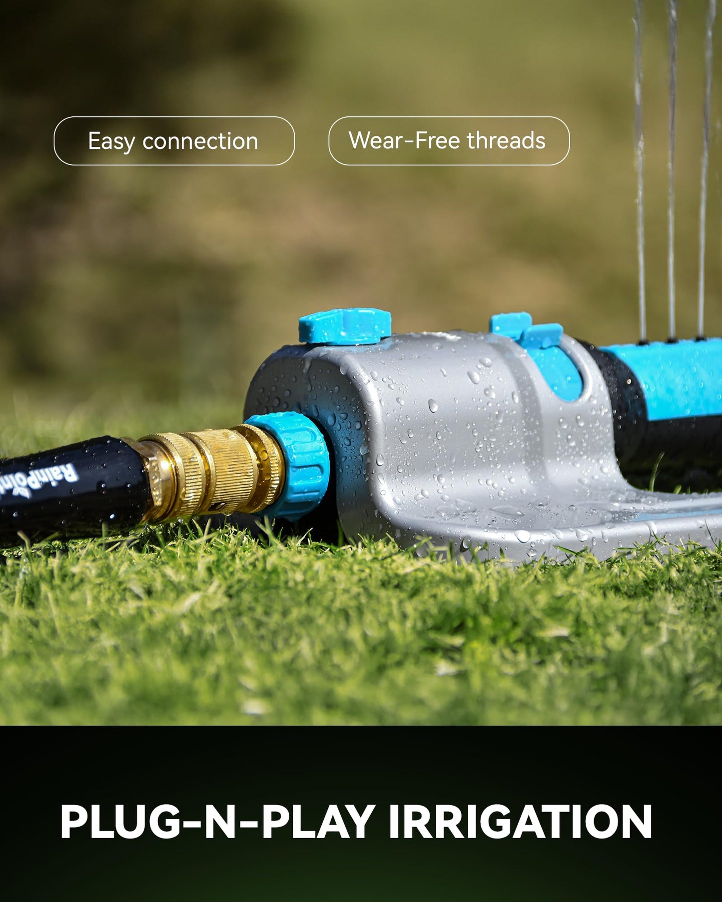 RainPoint Garden Hose Quick Connectors, Heavy Duty Solid Brass 3/4 Inch GHT, Universal Leak-Proof Fittings for Easy Water Hose Connection (2 Sets)