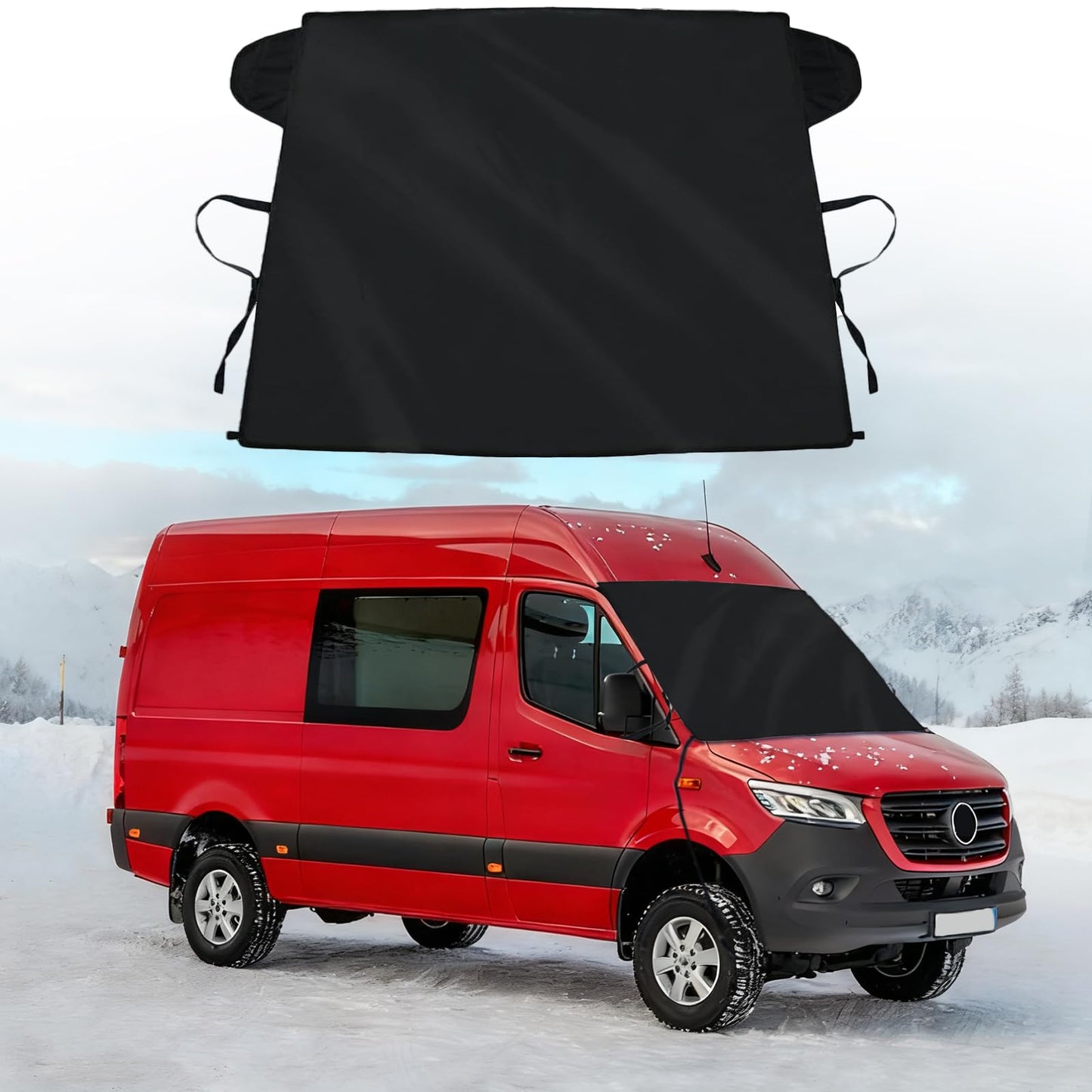 Windshield Cover for Ice and Snow Fit 2007-2024 2025 2026 Mercedes-Benz Sprinter Waterproof Windshield Frost Cover for Vans, for Sprinter All Weather Protection Heavy-Duty Snow Shield Dust Protector