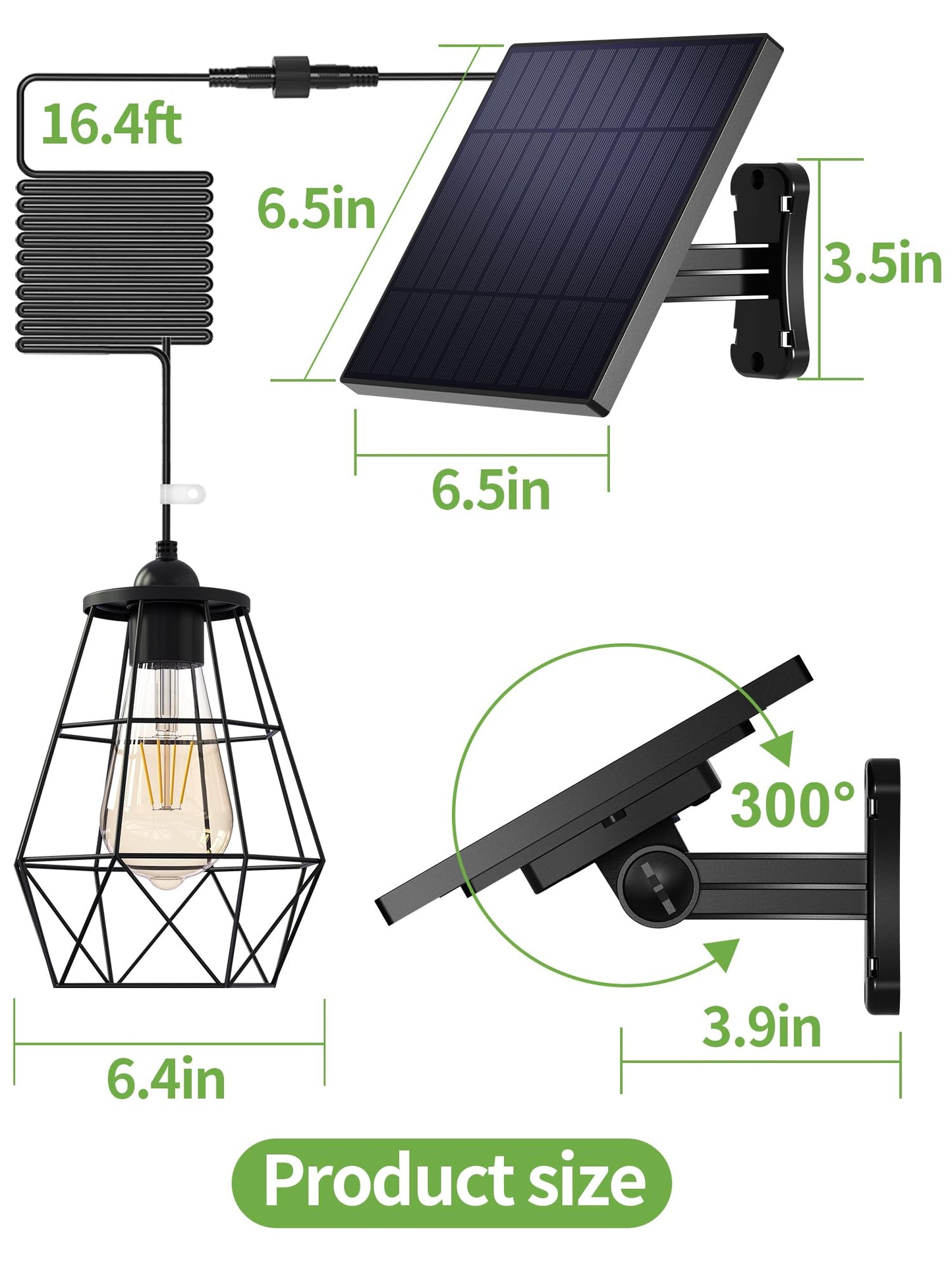 intelamp Solar Pendant Lights Indoor Outdoor, 4000mAh Gazebo Shed Chandeliers with Remote Dust to Dawn Mode 16.4Ft Hanging Lighting Interior for Outside Barns Toolsheds Chicken Coop