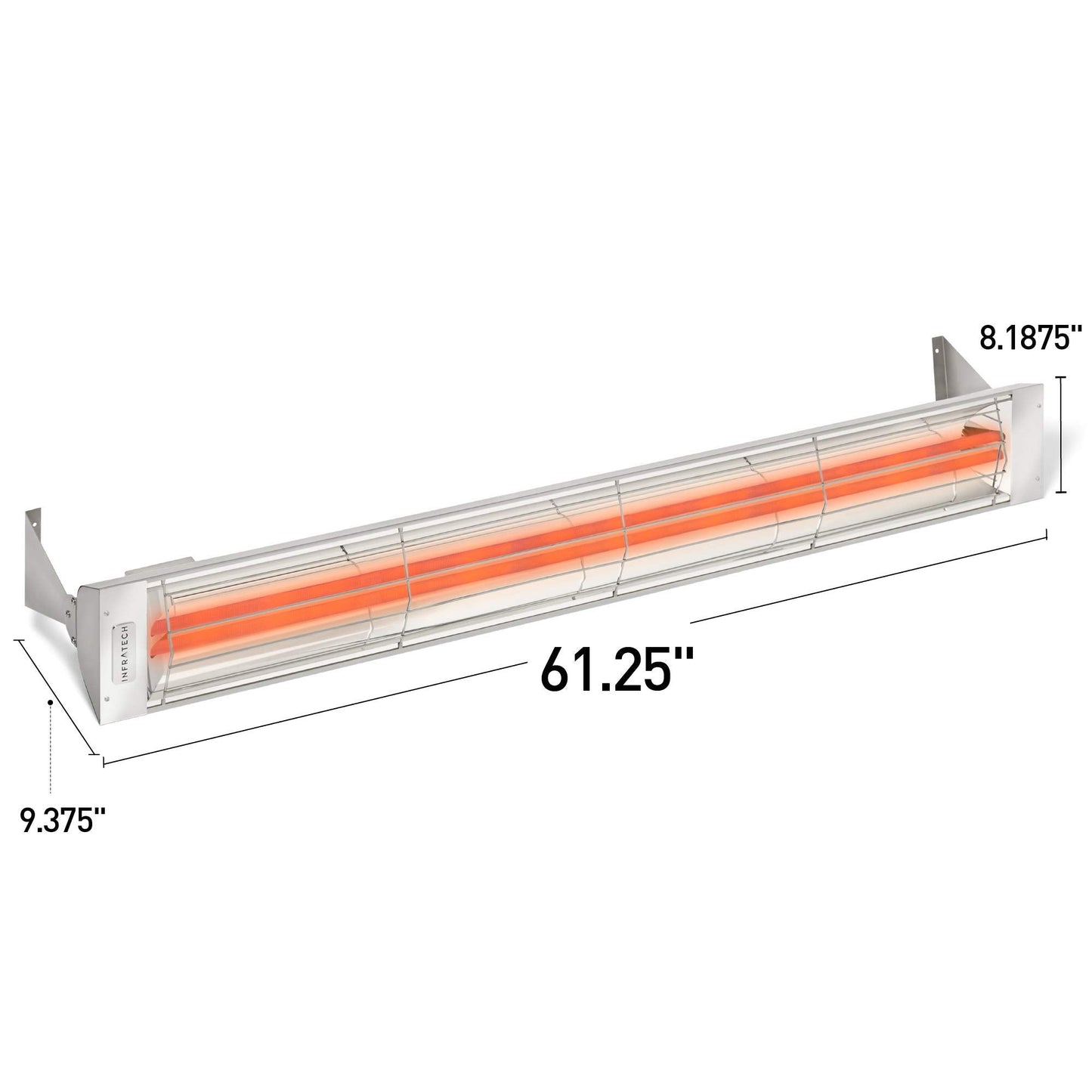 Infratech WD-6024 SS Stainless Steel Fixture Dual Element Electric Patio Heater 6000 Watt 240 Volt 61.25" Long