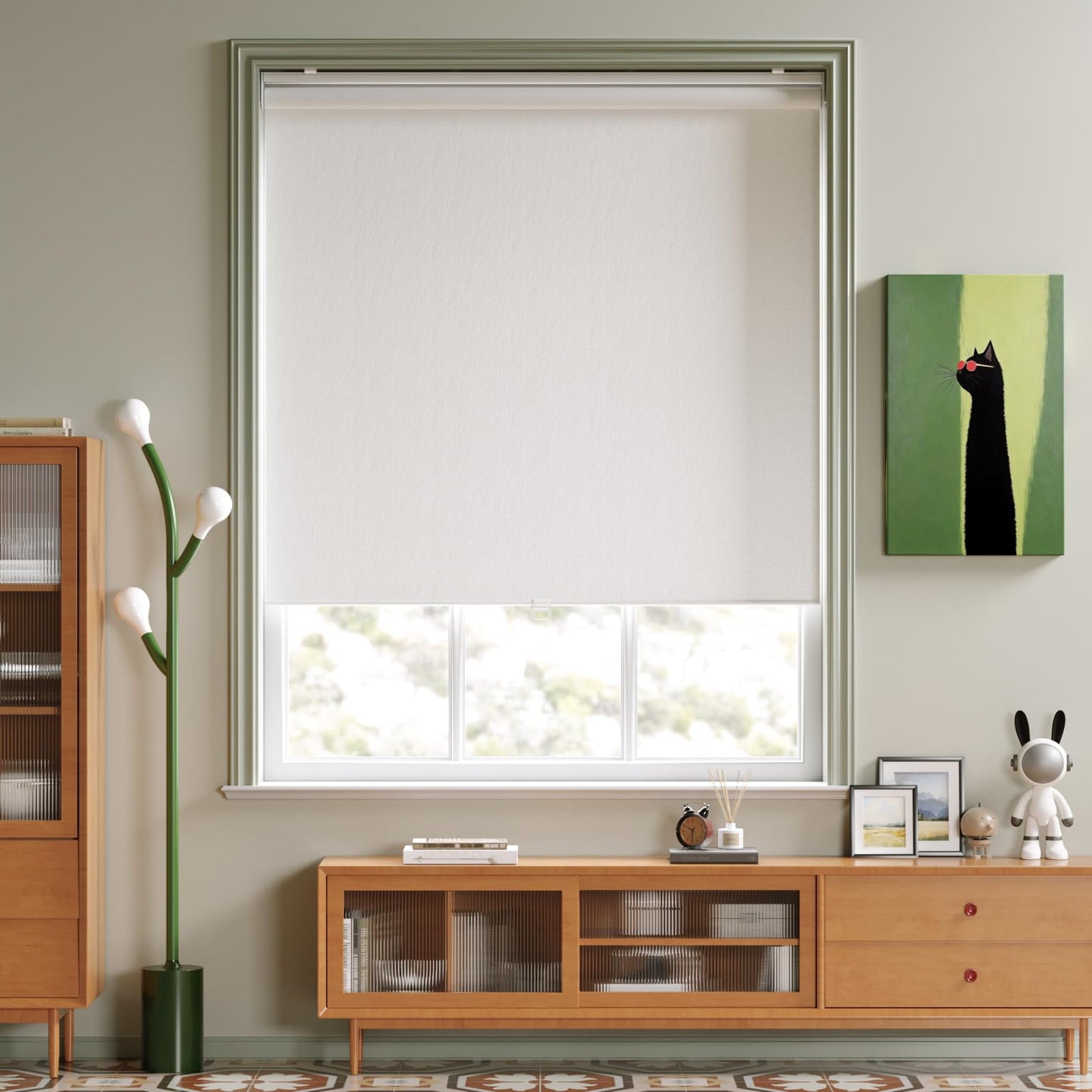 Cordless Roller Shades Blackout Blinds for Windows Room Darkening Rolled Up Shades with Spring System, UV Protection Window Shades Door Blinds for Home and Office (White, 26" W x 72" H)
