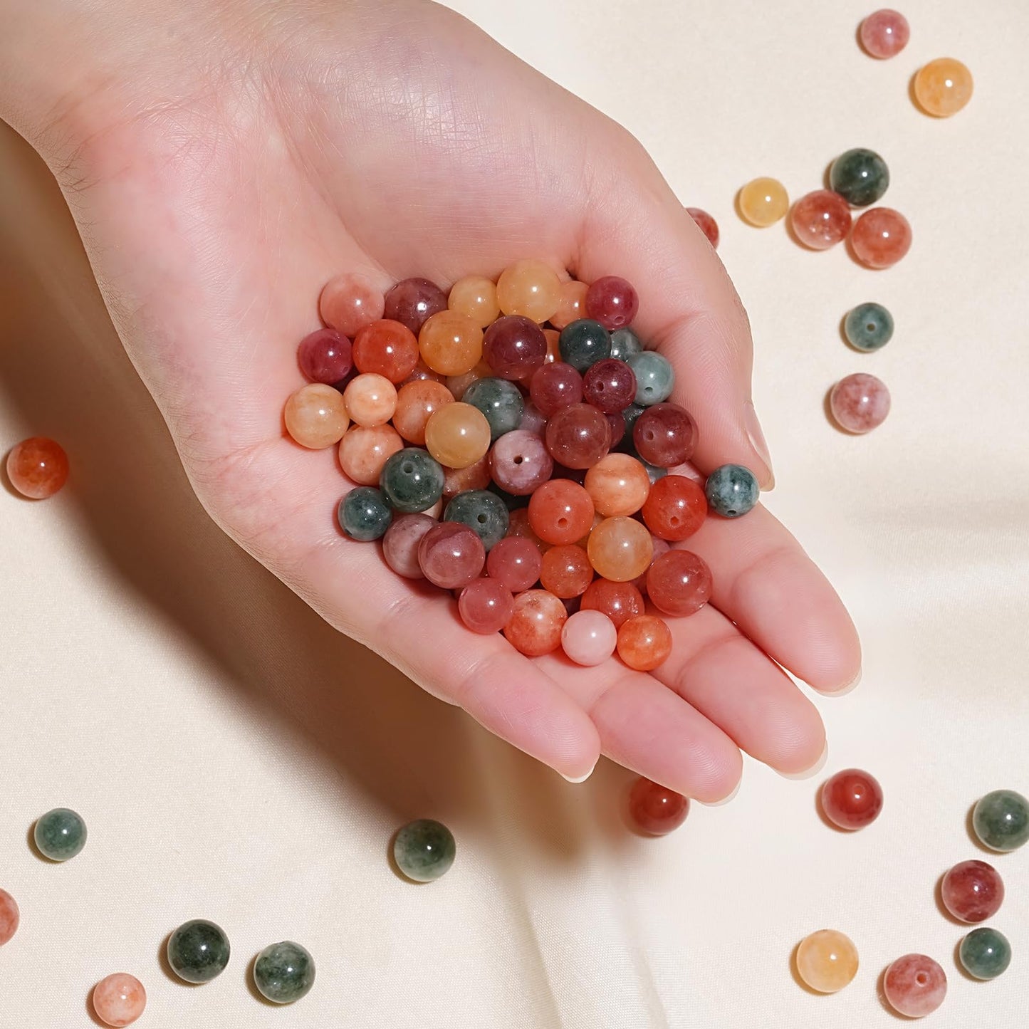10mm Natural Colorful Rabbit Hair Crystal Gemstone Beads Polished Round Smooth Stone Beads for Bracelets Jewelry Making 15inch Loose Beads