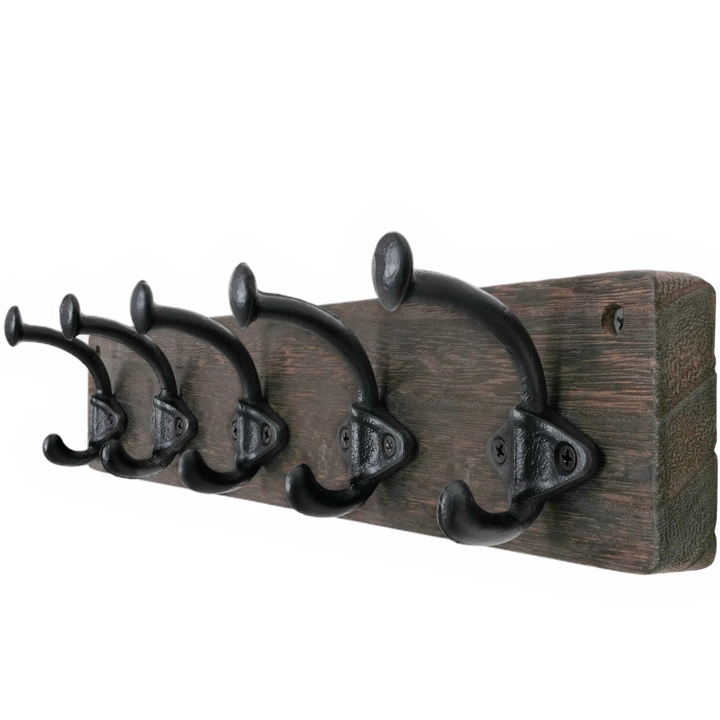 WEBI Rustic Coat Rack Wall Mount,5 Cast Iron Coat Hooks Wall Mounted,Heavy Duty Farmhouse Wood Coat Hanger Wall Antique Vintage Hooks for Hanging Jacket,Clothes,Backpack,Weathered Brown