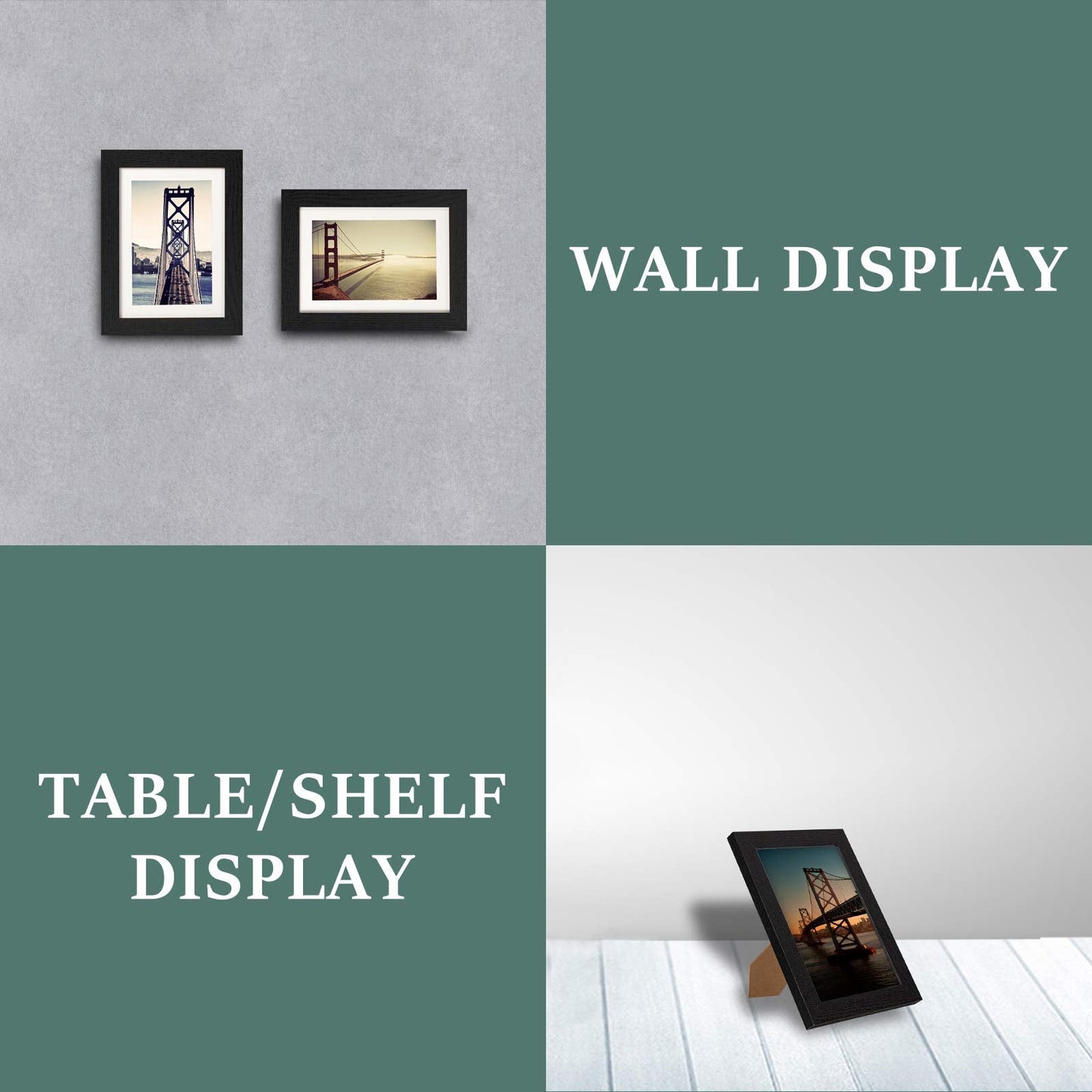 BAIJIALI 5x7 Picture Frame Distressed Farmhouse Wood Pattern Set of 4,Display 4x6 with Mat or 5x7 Without Mat,Multicolour