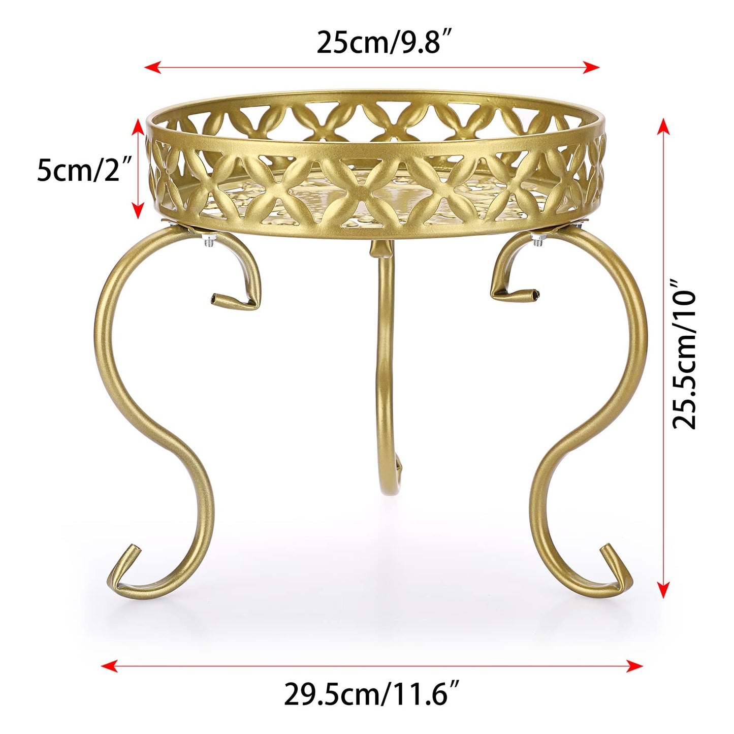 OwnMy Metal Round Plant Stand Indoor Outdoor Flower Pot Holder, Heavy Duty Iron Plant Stand Display Potted Rack for Home, Garden, Patio, Golden Color