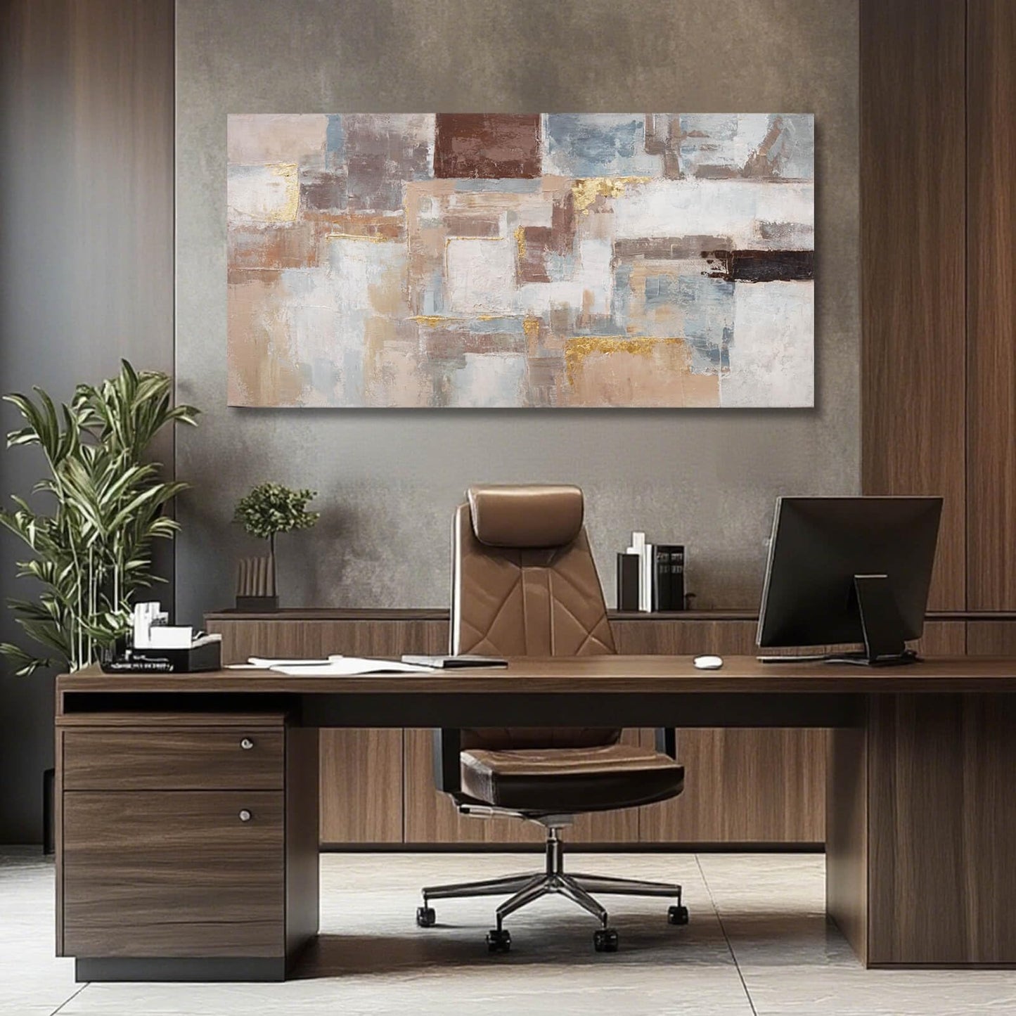 Grey Pictures Wall Art Framed Canvas Prints Abstract Wall Decor Contemporary Artwork for Dining Room Office 24"x 48" Home Decorations