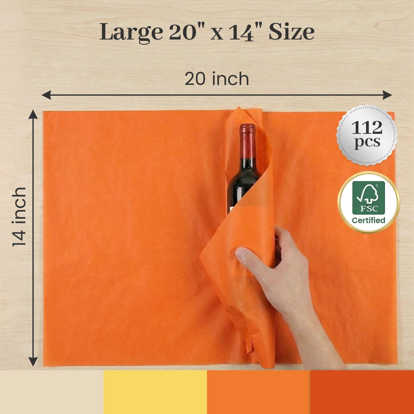 Koogel 112 Sheets Orange Tissue Paper, 20x14 Inch Yellow Tissue Paper for Gift Bags, Mother's Day DIY Crafts Gift Wrapping Decor