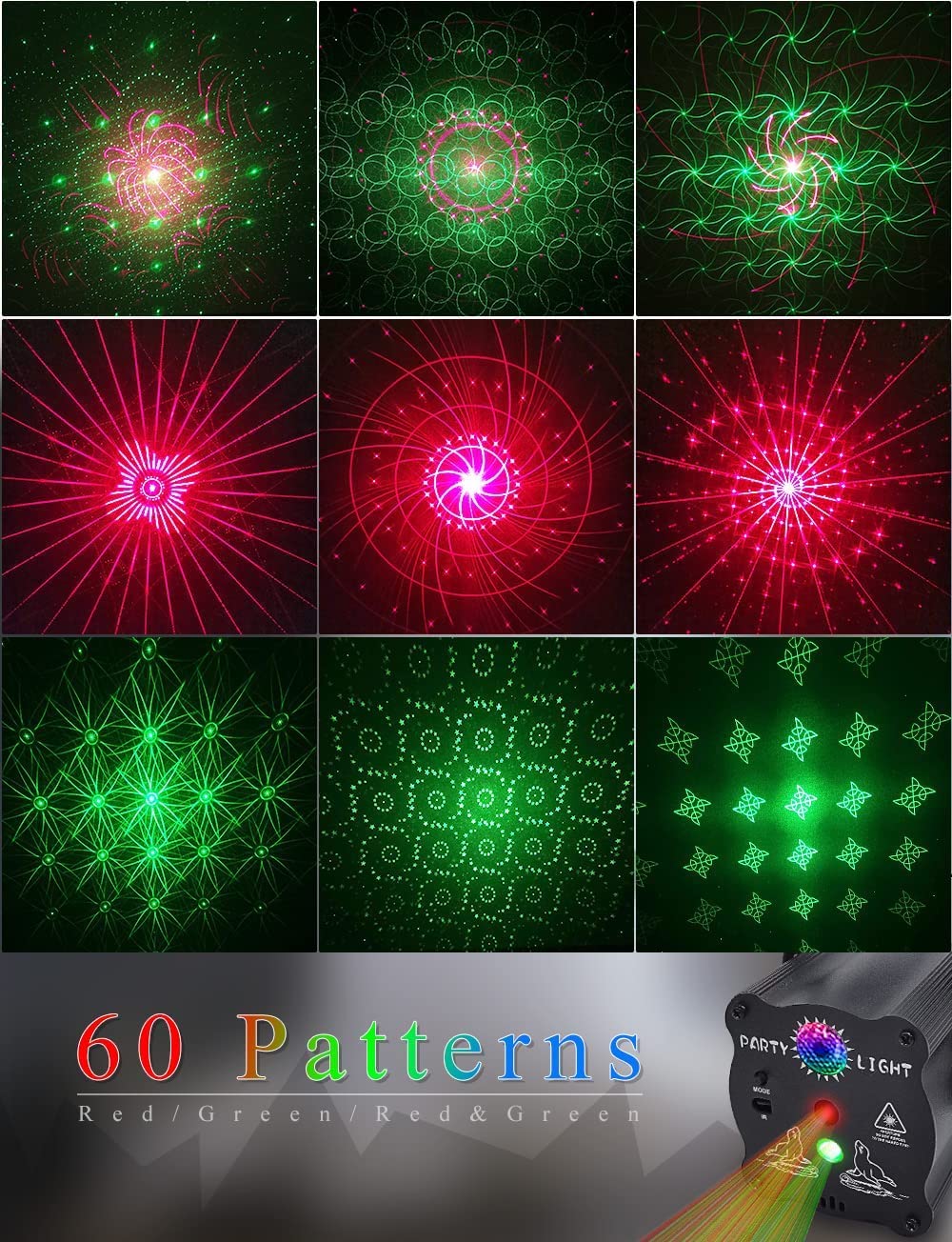 ljnyiwan Party Lights DJ Disco Lights, Sound Activated with Remote Control for Dance Party Karaoke Living Room Pub