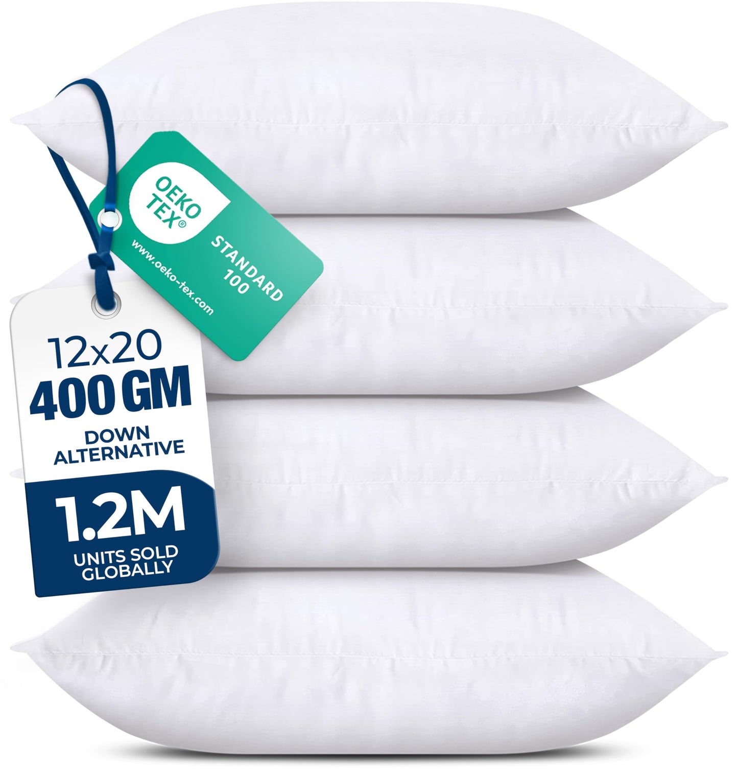 Utopia Bedding Throw Pillows (Set of 4, White) – 12 x 20 Inches Down Alternative Pillows for Bed, Sofa, and Couch - Fluffy Decorative Stuffer Pillow for Indoors & Outdoors