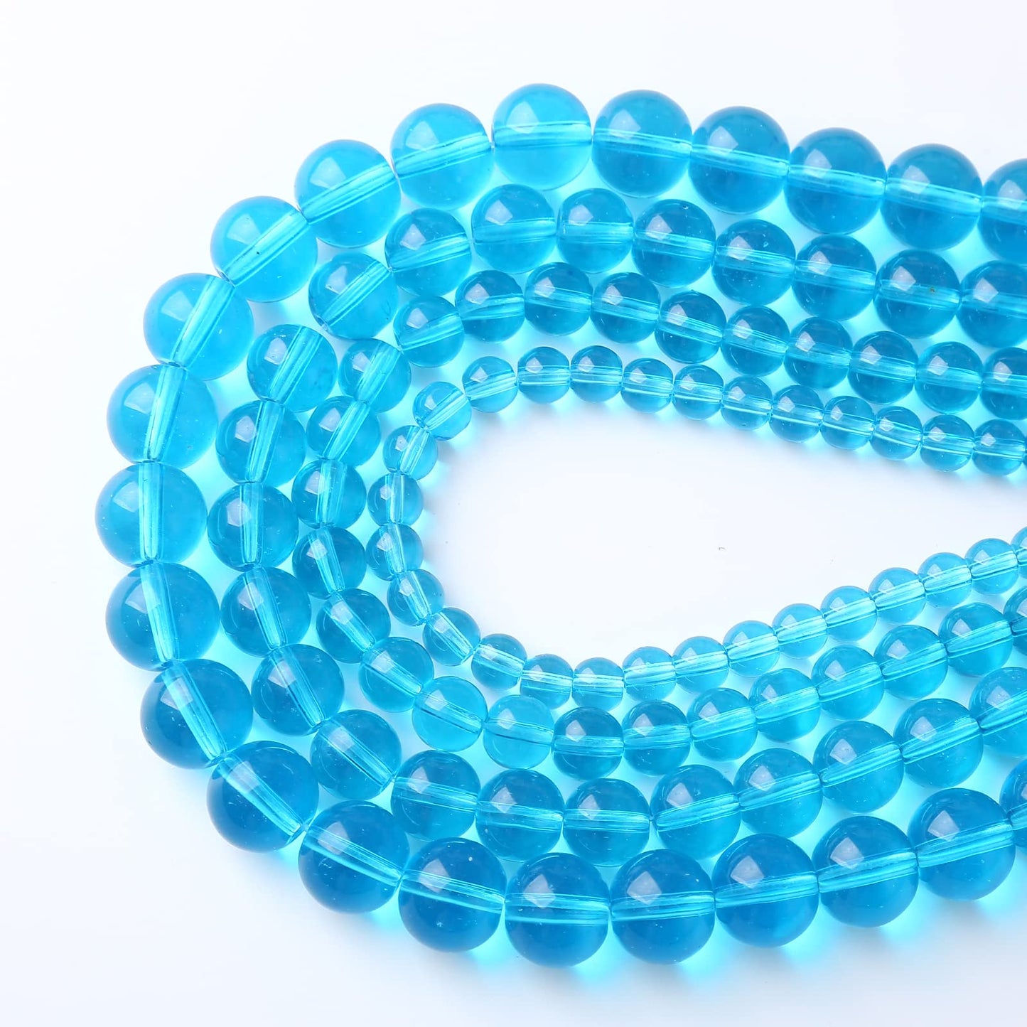 8MM 46PCS Light Blue Glass Spacer Loose Beads for Jewelry Making DIY Bracelet Necklace