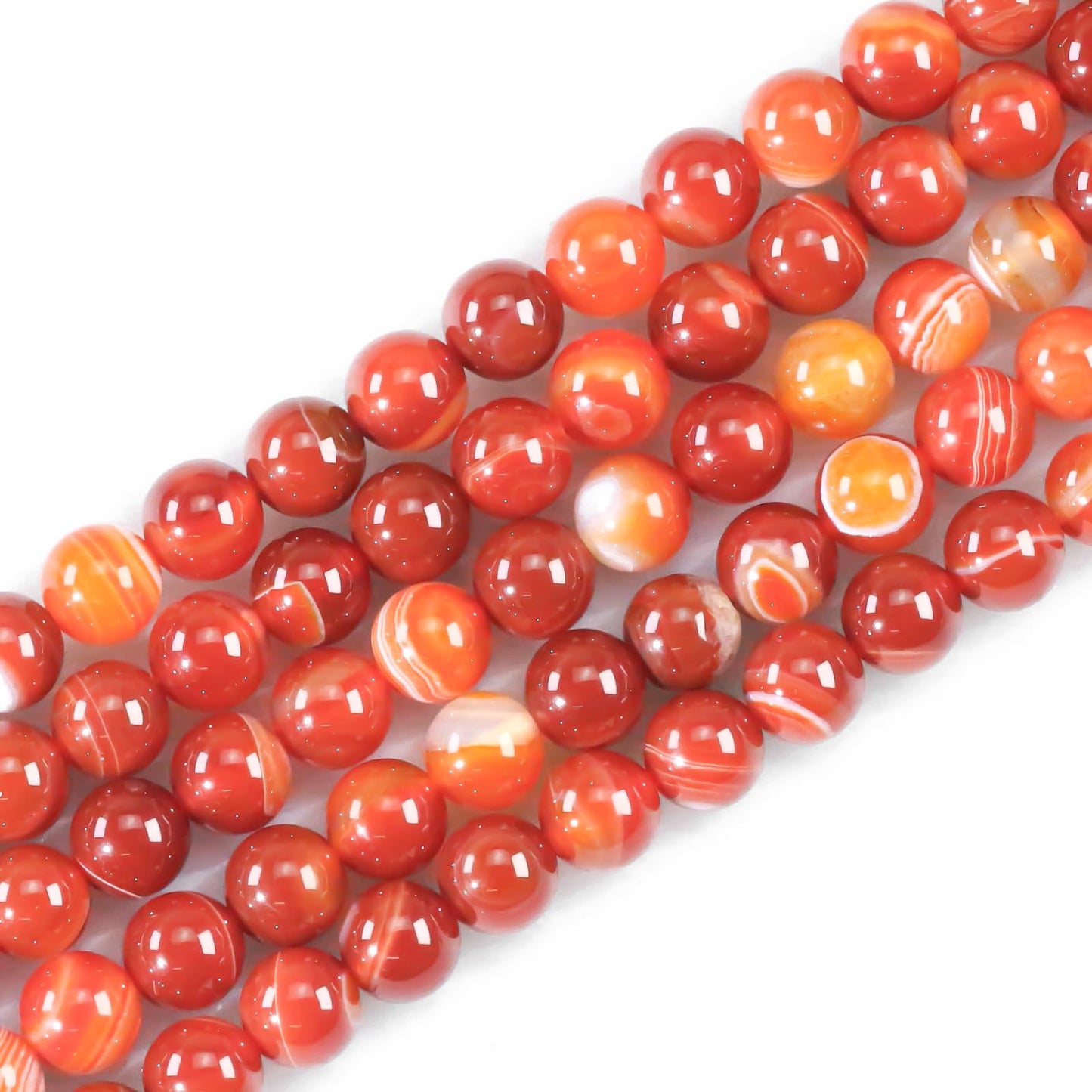 6mm Natural Gemstone Round Red Stripe Agate Loose Beads for Jewelry Making Bracelets Necklace Earrings Art Craft (60-62pcs/strand)