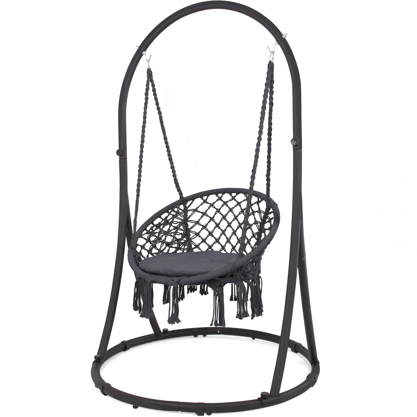 SUNCREAT Indoor Hammock Swing Chair with Stand, Hanging Chair Outdoor with Stand, 330 lbs Capacity, Patent Pending, Grey