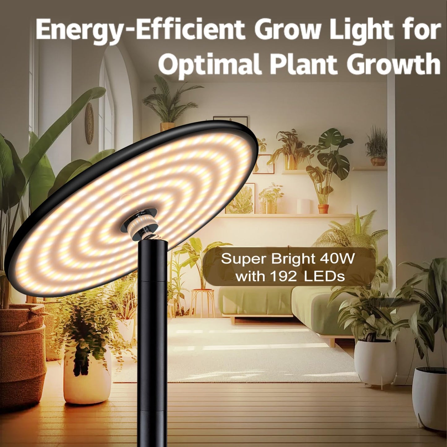 AJABotanics 40W Full Spectrum Tall Grow Light, 85'' Adjustable Standing Plant Light for Indoor Plants, 10-Level Dimmable with 4/8/12H Timer, Sunlike for Large Plants & Indoor Trees