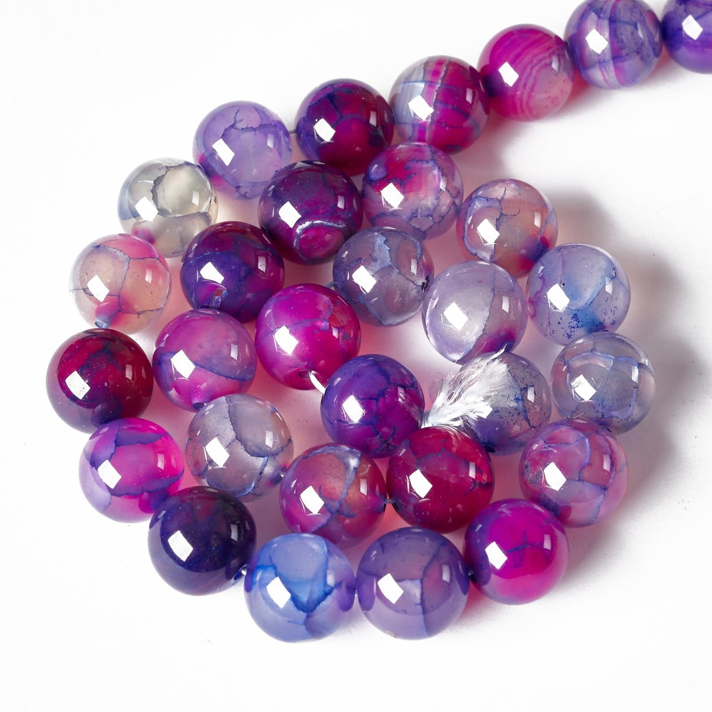 100pcs 8mm Purple Dragon Vein Agate Beads Natural Gemstone Beads Round Loose Beads for Jewelry Making