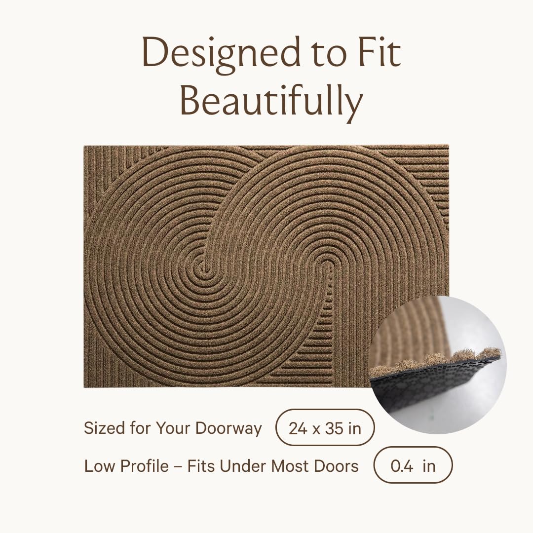 HEYMAT Sand Front Door mat, Indoor Outdoor entryway Rug Waterproof, Modern Scandinavian Home Decor, Non-Slip, Fall Doormat, 2x3 Washable Rug - Beige