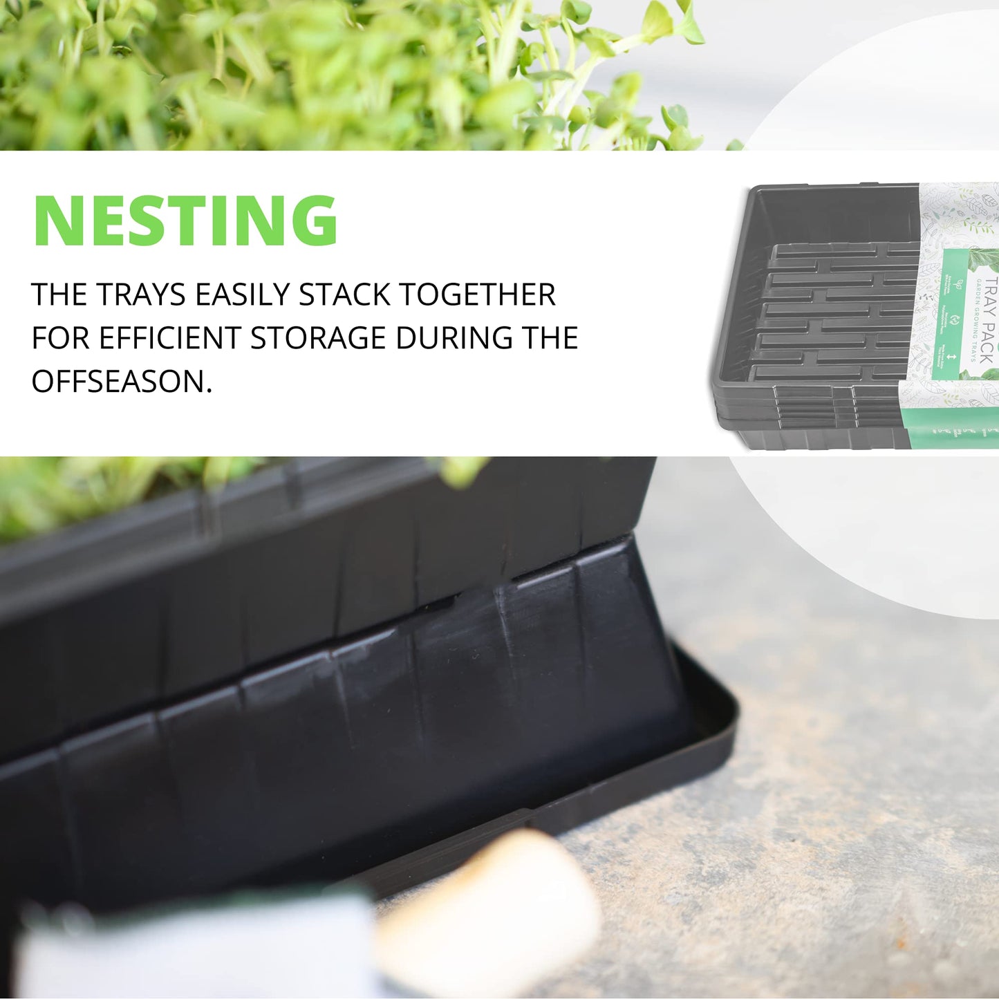 1020 Seed Starting Trays - 5-Pack Reusable Plastic Germination Trays for Microgreens & Seedlings