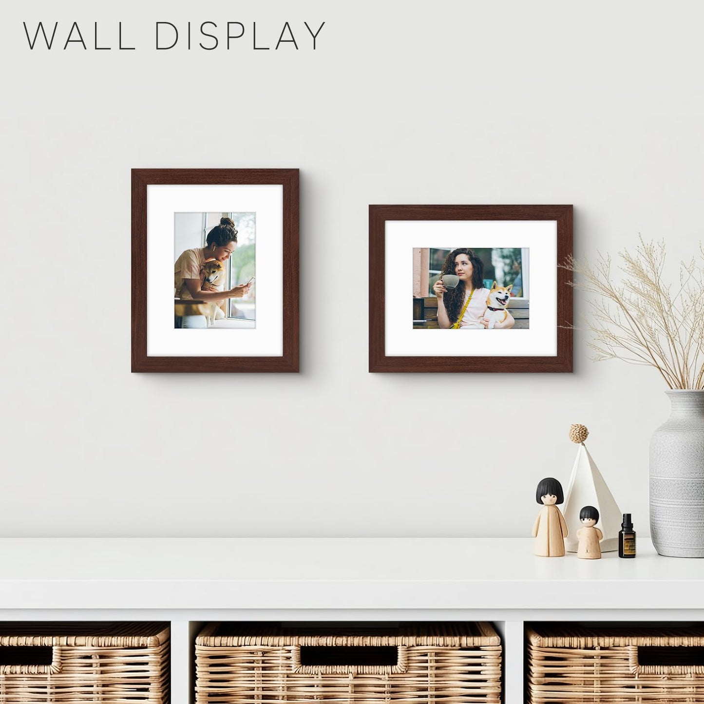 Golden State Art, 8x10 Picture Frame with Mat for 5x7 Photo - High Definition Glass Wall Mounting or Tabletop Display (Brown, 1 Pack)