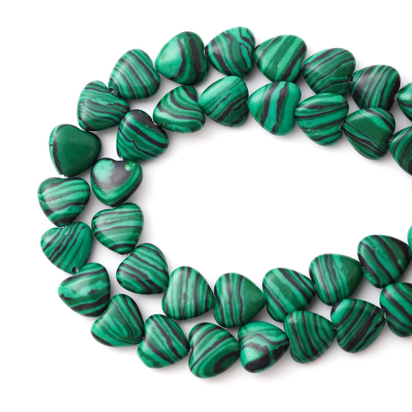 Natural Heart Shaped Malachite Stone Beads 10mm Loose Crystal Healing Beads for DIY Necklace Bracelet Making Gemstone Craft Supplies