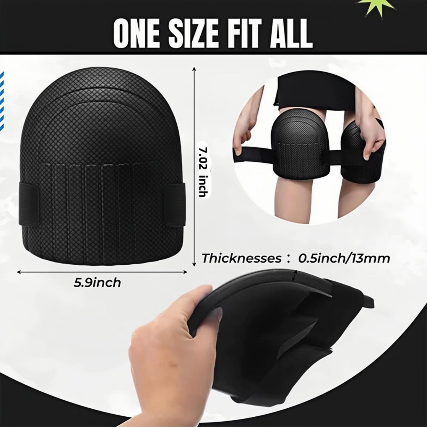 MBHKRRSGardening Knee Pads for Women and Men Lightweight Waterproof Foam Knee Pads for Gardening and Housework with Adjustable Hook'n'Loop Straps (black)