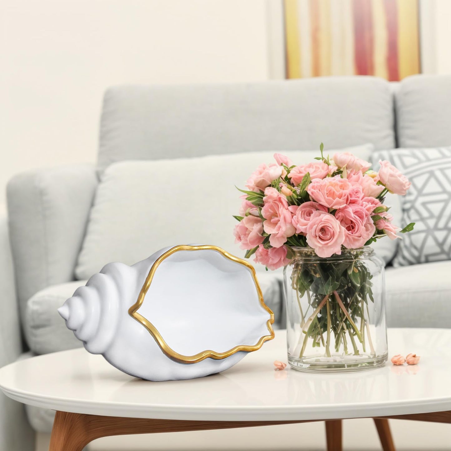 AMOYYT Decorative Bowl Entryway Table Decor Resin Clam Shells Bowls Seashell Beach Console Table Home Decor Accents for Ocean Themed Living Room Coffee Table