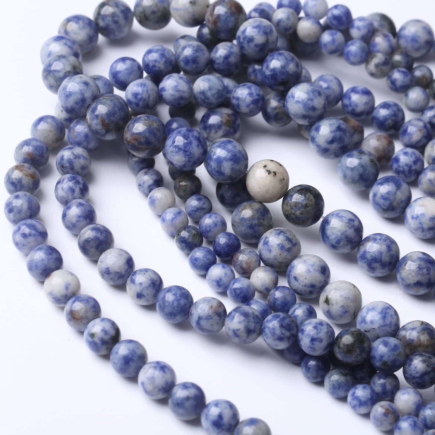 10MM Blue Sodalite Jaspers Stone Round Loose Beads Natural Gem Beads Crystal Energy Stone Beads for Jewelry Making DIY Bracelet Necklace