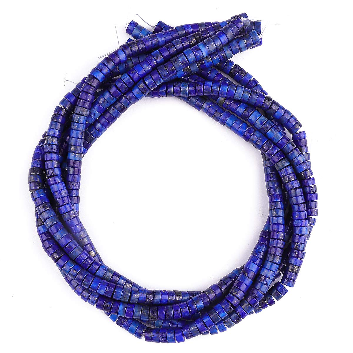 BEADIA Natural Lapis Lazuli Spacer Beads Caps Loose Semi Gemstone for Beading Jewelry Making 6mmx3mm 38cm